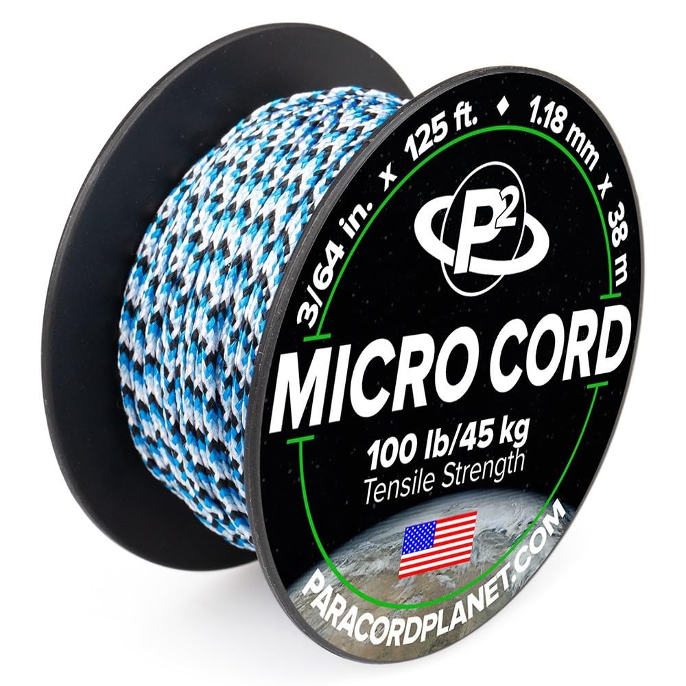 125ft Blue Micro Paracord 1.18mm 100lb Strength for Crafting and Outdoors