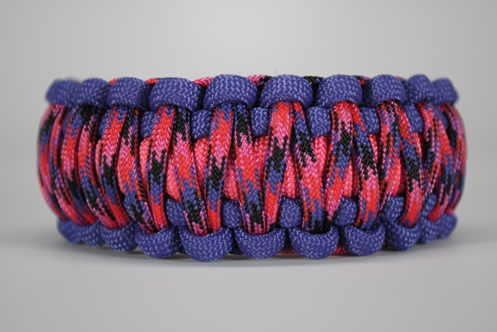 550 Paracord Survival Bracelet King Cobra Purple/Pink/Candy Snake Made in the US