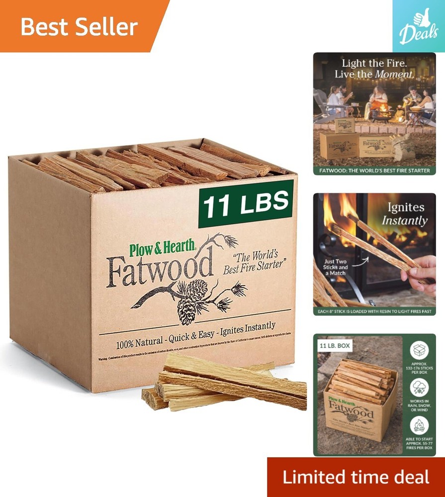 Effortless Fire Starting with 11 LBS Organic Fatwood Sticks, 100% Chemical-Free