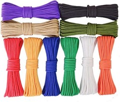 10 Pack Paracord 550 10 Feet 4mm Nylon Polyester 10 Colors DIY Craft Camping