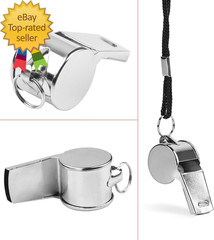 24-Pack Stainless Steel Whistles with Lanyards – Loud, Clear Sound for Coaches,