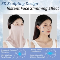 UV Sun Protection Face Mask with Neck Coverage UPF 50+ Medium, 2 Pack Pink