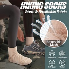 ANTSANG 6 Pairs Merino Wool Quarter Ankle Hiking Running Medium, Pink Series