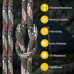 850Ib Reflective Paracord Rope, 50/100/200/500/1000Ft 4MM 11 Strand Parachute Co