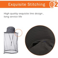 Outdoor Mosquito Head Face Net Hat Sun Bee Insect Bug Protection Hidden Mesh Cap