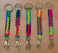 Paracord Keychain Neon Rainbow Metal Clip Ring 275 Cord Handmade LOT OF 5 Gift