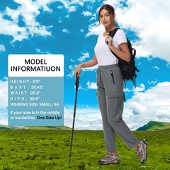 MIVEI Women’s Hiking Cargo Pants Quick Dry Lightweight Water Large, Dark Gray