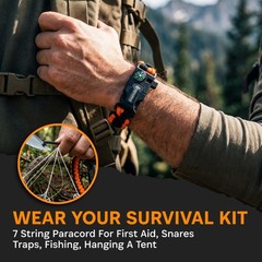 Tactical Paracord Compass Hiking Survival Bracelet Men Dad Gifts Camping Acce…