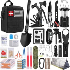 171PCS Survival First Aid Kit with Gear, Supplies, Khaki