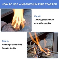 Magnesium Fire Starter Rods 6-Pack 99% Pure, 16x90mm Mg Bar for Camping Survi…