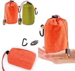 Survival Bivvy Sack Storage Bag Waterproof Drawstring Pouch Carabiner Clip Small