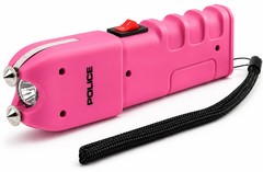 POLICE Stun Gun 928 Max Volt Heavy Duty Rechargeable LED Flashlight Pink
