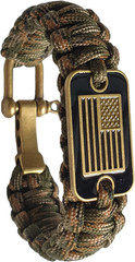 Paracord Bracelet Tactical for Men with Bronze USA Flag 3 Sizes Green Camo L