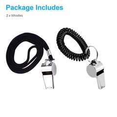 2x Coach Referee Loud Whistle Survival Singal Sports Soccer w/ Lanyard Wristband
