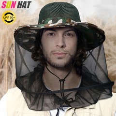 Men Mosquito Head Net Hat Bugs Netting Protection Jungle Boonie Bucket Bush Hat