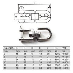 M8 Jaw and Eye Swivel Shackle 304 Stainless Steel Boat Anchor Chain Connector…