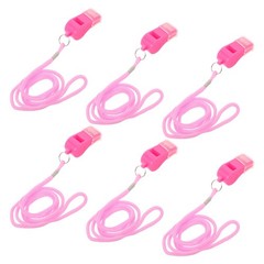 6 Pcs Sports Whistles Loud Crisp Sound High-pitched Pink Plastic