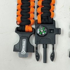 Atomic Bear Paracord Cobra Survival Bracelet 2pk Compass Fire Starter Black Org
