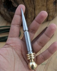 Vintage Spike Dagger Letter Opener Brass Handle Steel Blade Antique Finish Desk
