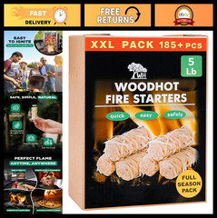 185 Pcs Natural Fire Starters – Quick Ignite, Long-Burning, Odorless Charcoal St