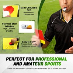 Soccer Referee Kit: Checkered Flags, Red Yellow Cards, Whistles & Storage Bag