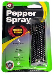 Cheetah Pepper Spray Max Strength Self Defense UV Dye 12ft Black Bling Keychain