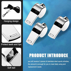 3 Pcs Whistle,Stainless Steel Sports Whistle with Lanyard for Coaches Referees E