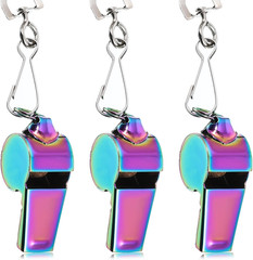 3 Pcs Coach Whistle with Lanyard Stainless Steel Metal Teacher Whistles Colorful