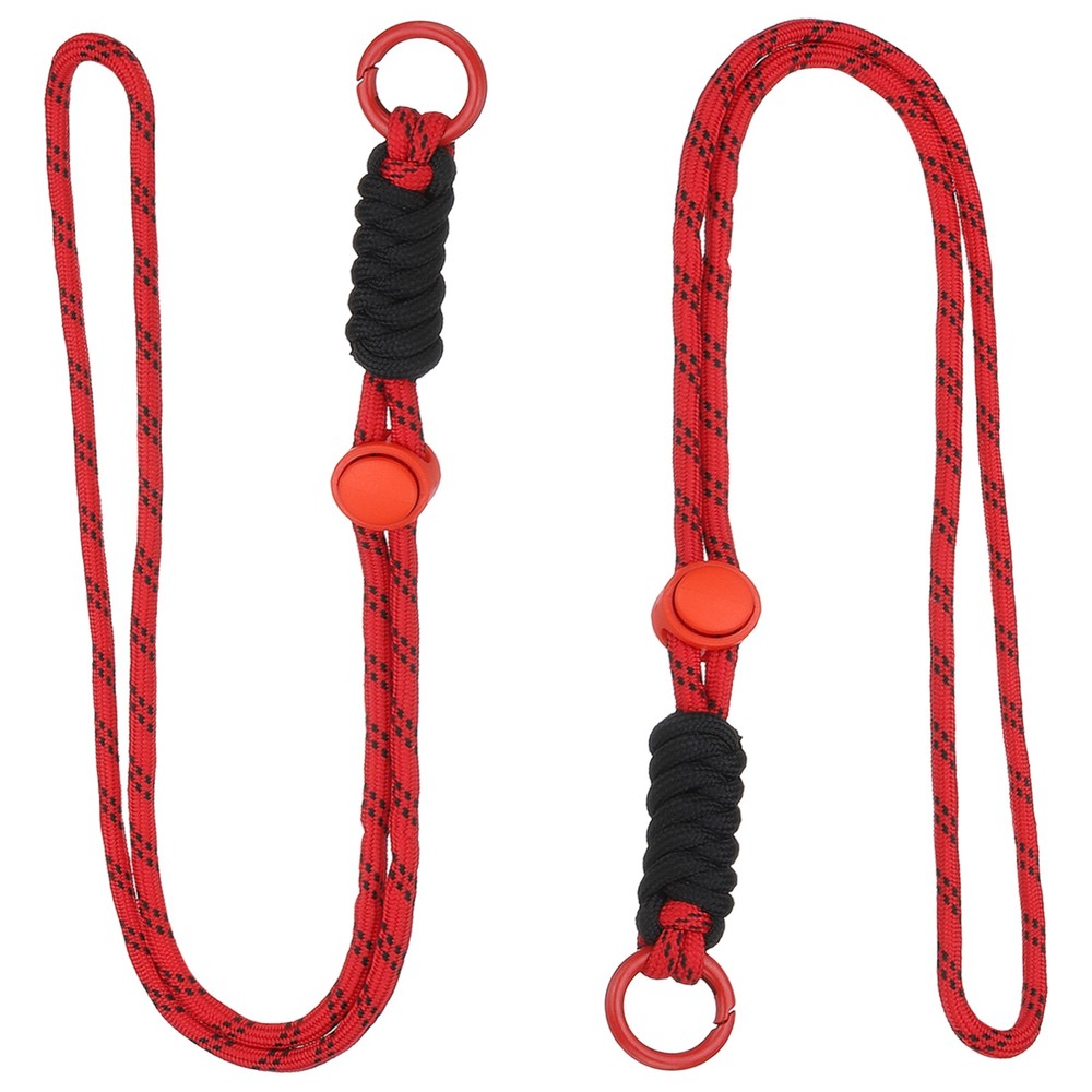 2 Pcs Paracord Lanyard Necklace, Lanyard with Split Ring, Red & Black