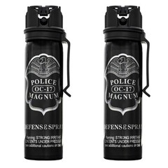 2 POLICE MAGNUM Pepper Spray 4oz Flip Top Belt Clip Stream Self Defense Security
