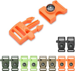 10 Pack 3/4 Inch Assorted Paracord Bracelets Buckles, Plastic Compass