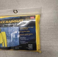NEW 2-Piece Rainsuit With Hood Lightweight Polyester Yellow – Size XXL