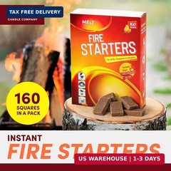 Fire Starter Squares, 160 Count, Campfire, Charcoal Grill & Wood Stove | Water-r