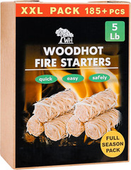 185 Pcs Natural Fire Starters for Campfires & Grill – 5Lb Large Box – Long-Burni