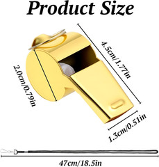 2 Pack Gold Whistle Stainless Steel with Lanyard Loud Crisp Sound Referee Coa…