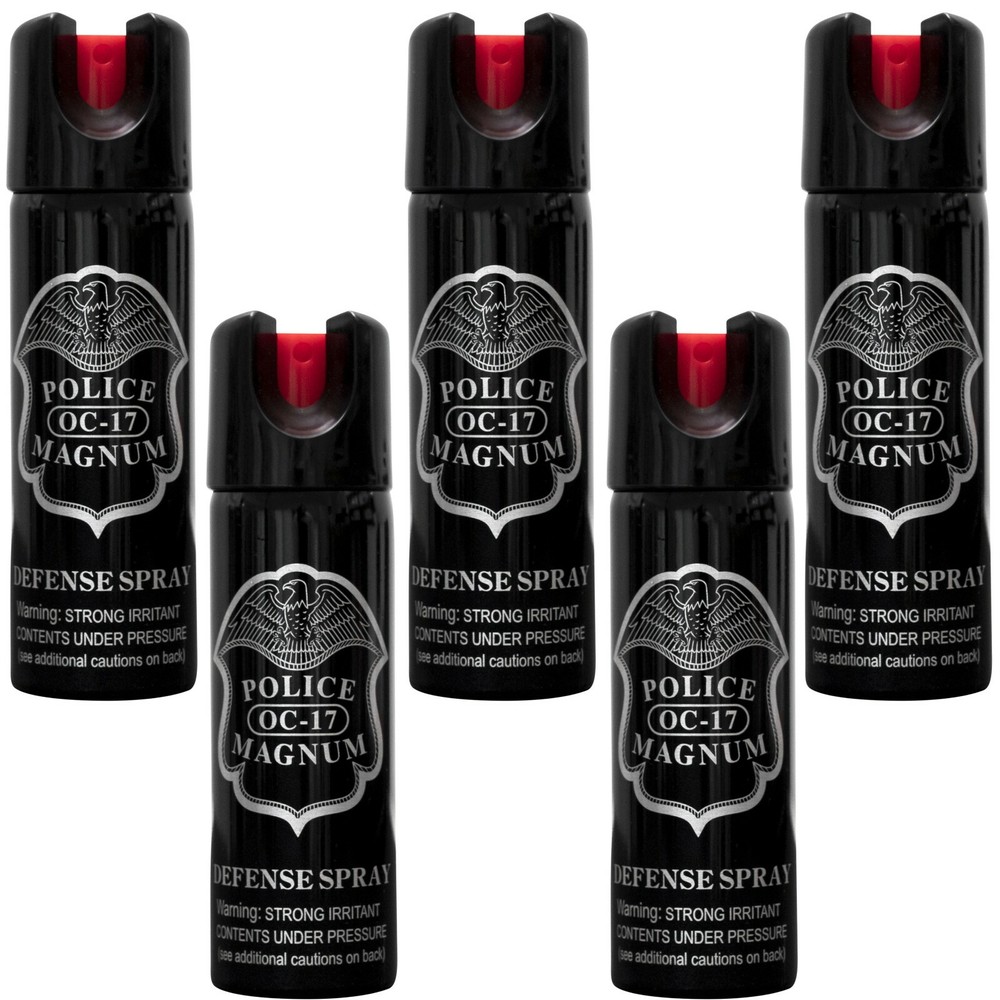 5 Police Magnum pepper spray 3 ounce Twist Lock Safety Personal Defense Security