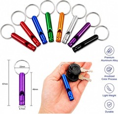 14 Small Aluminum Whistles with Keychains – Safety/Survival/Training/Emergency