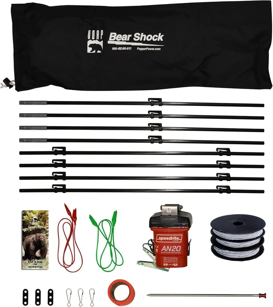 Bear Shock UDAP Ultra Light Electric Fence for Camp, Portable Camping Kit, 27×27