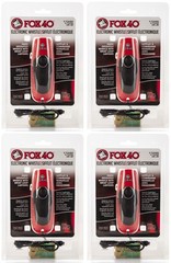 Fox 40 Electronic 3 Tone Whistle w/ Adjustable Wrist Lanyard (4-Pack)