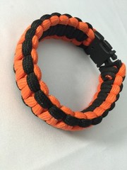 Paracord Survival Bracelet Orange & Black Double Core Cobra Weave 8.75″ Open