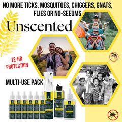 Unscented Insect Repellent Multi-Use Pack; Picaridin, Stops Ticks, Mosquitoes