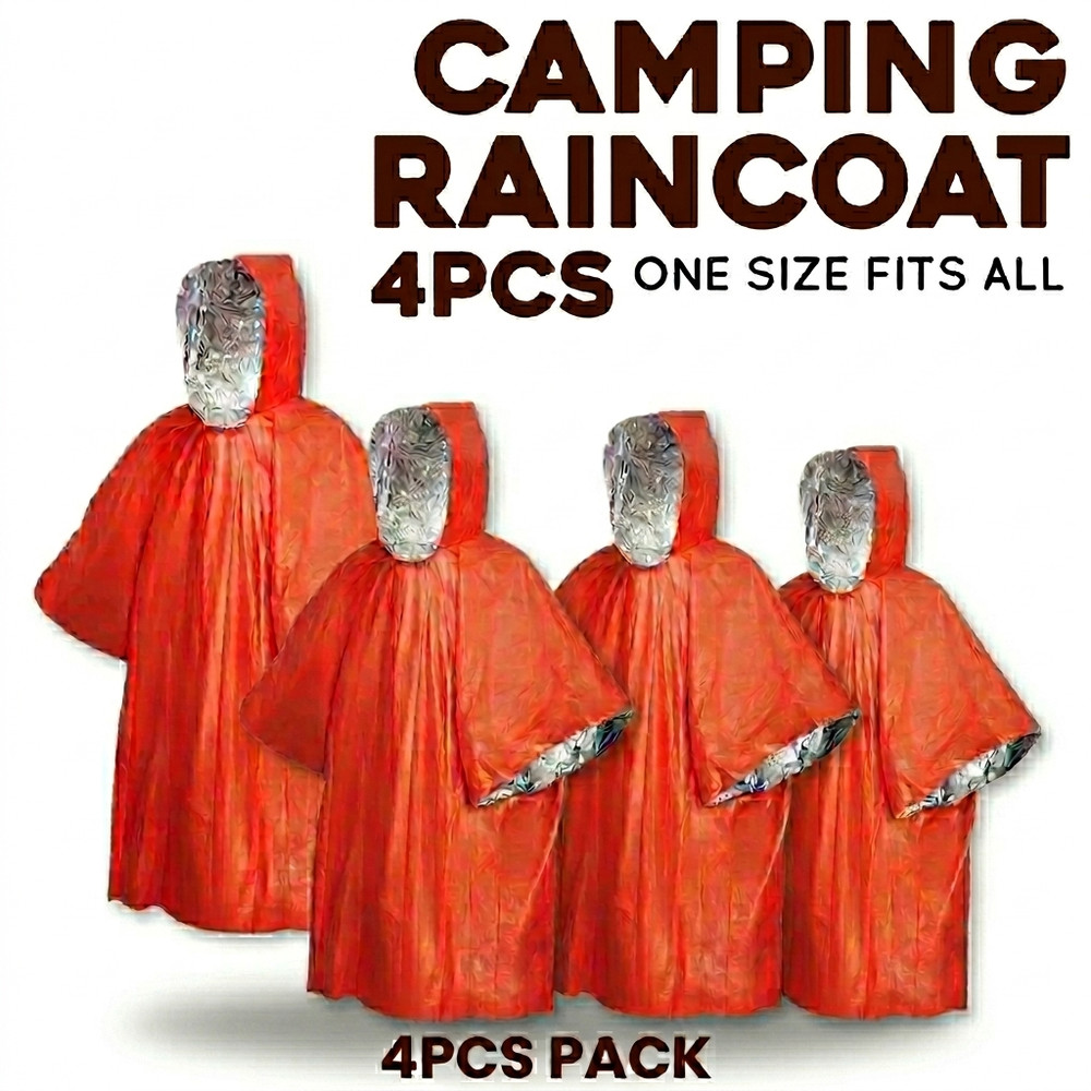 4pcs Emergency Thermal Rain Coat Blanket Outdoor Camping Hiking Survival Gear