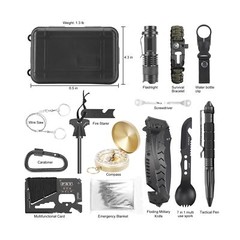 Gift for Men Dad Husband Him, Survival Kit 17 in 1, Survival Gear Tool Cool G…