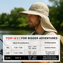 TOP-EX Cooling UV Sun Hat for Large Heads Wide Brim Large-X-Large, Dark Grey
