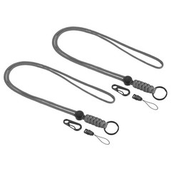 2Pcs, 20″ Paracord Lanyard Necklace Keyring Cord Clasp Strap Badge Holder Grey