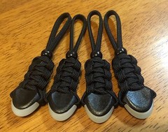 (6-Pack) 3.5″ BLACK GLOW-IN-THE-DARK 550 Paracord Zipper Pull Extenders Key Fob
