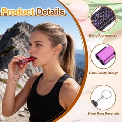 Bling Whistle, 2 Pcs&White Black Rhinestone/ Purple Whistle
