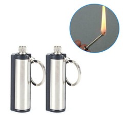 2PCS Permanent Match Keychain Emergency Lighter Waterproof Flint Fire Survival