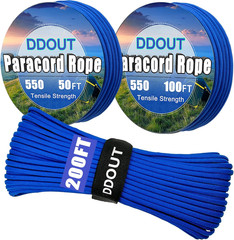 Paracord Rope with 7-Strand Core, 11 Colors and 50/100/200 Ft, Nylon Type III Pa