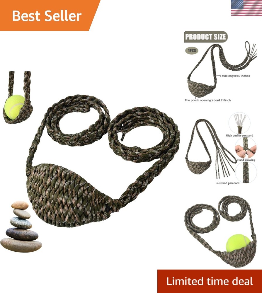 Paracord Balearic Shepherd Sling, 63 Inch Handcrafted Braided Slingshot, Roman